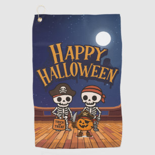 Serviette De Golf mignon, squelettes et citrouille Halloween