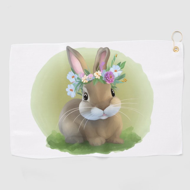 Serviette De Golf Mignonne Bunnyfor Pâques pour une humeur positive (Horizontal)