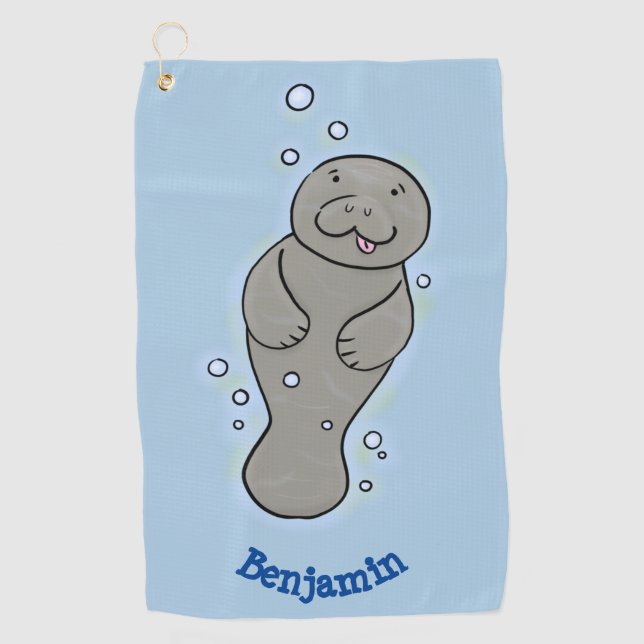 Serviette De Golf Mignonne manatée bébé avec bulles illustration (Devant)