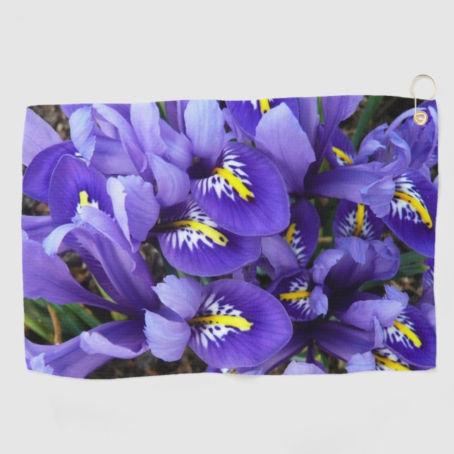 Serviette De Golf Miniature Bleu Irises Printemps Floral (Horizontal)