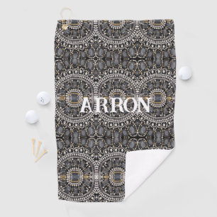 Serviette De Golf mode vintage steampunk gothique argent noir