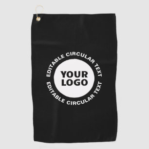 Serviette De Golf Modèle de texte circulaire modifiable et votre log
