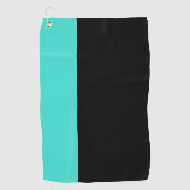 Serviette De Golf Moderne 2 couleurs | bleu turquoise et noir (Devant)