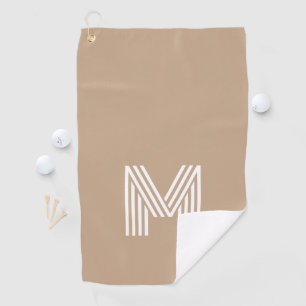 Serviette De Golf Moderne Beige clair Blanc Rétro Monogramme