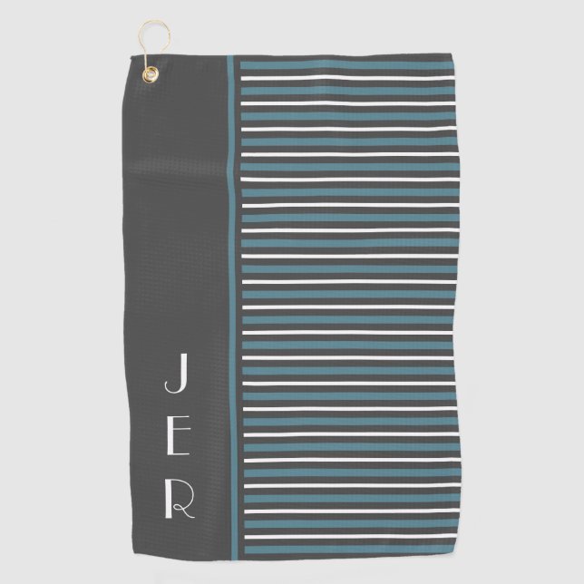 Serviette De Golf Moderne Golf Monogramme Gris Turquoise Gris (Devant)