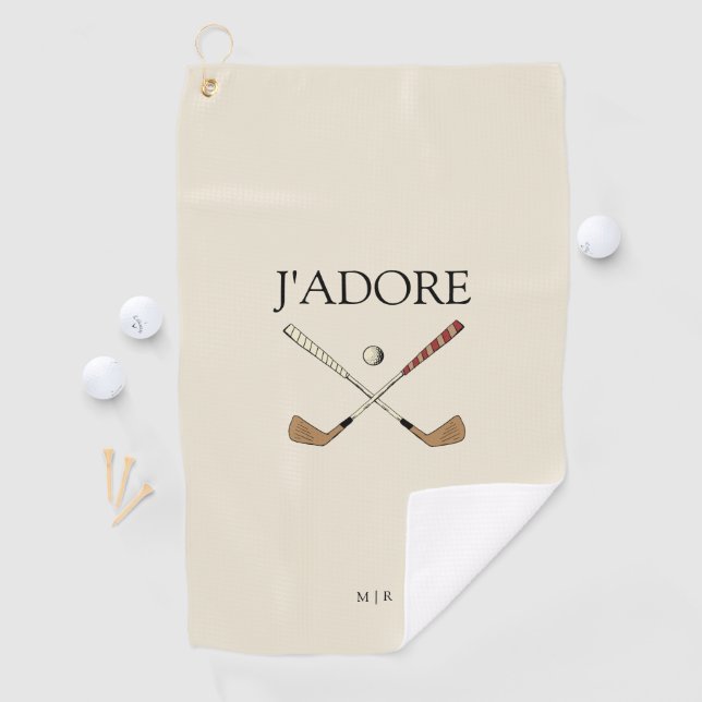 Serviette De Golf Moderne J'adore I Love Golf Crémeux Blanc (En situation)
