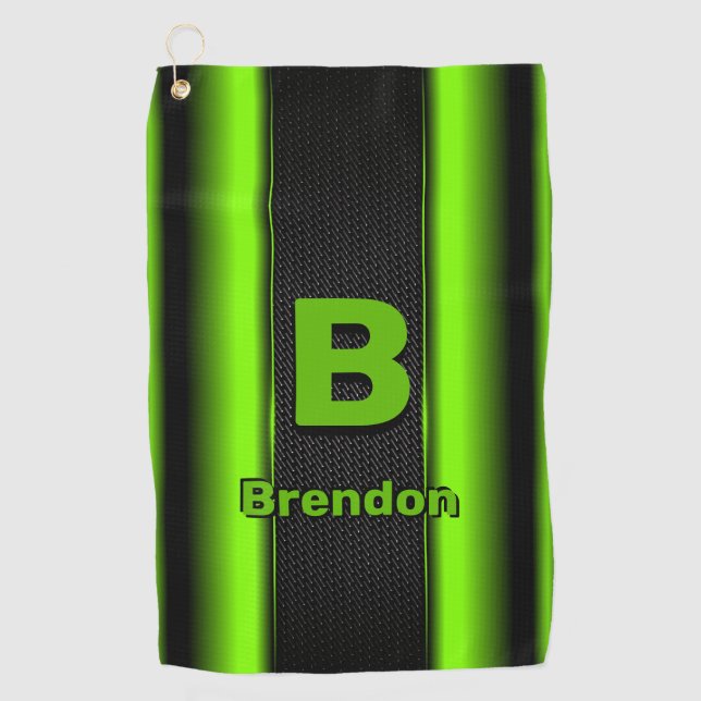 Serviette De Golf Modifier le nom d'ajout initial Bandes vertes et n (Devant)