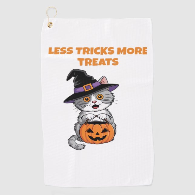 Serviette De Golf Moins De Trucs Plus De Traitements Cadeaux Hallowe (Devant)