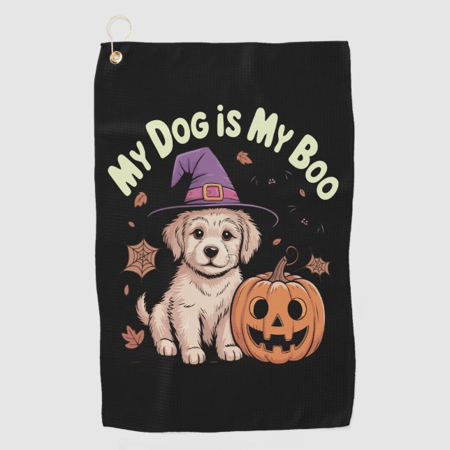 Serviette De Golf Mon chien est My Boo Halloween (Devant)
