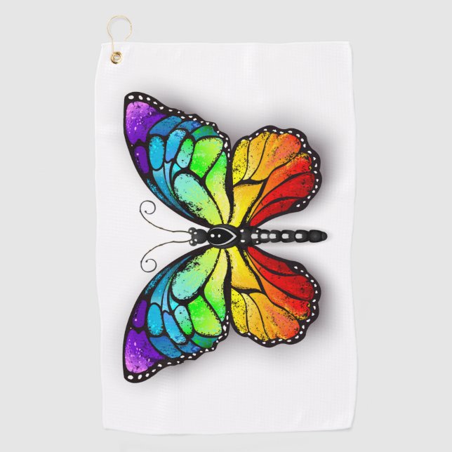Serviette De Golf Monarque papillon arc-en-ciel (Devant)