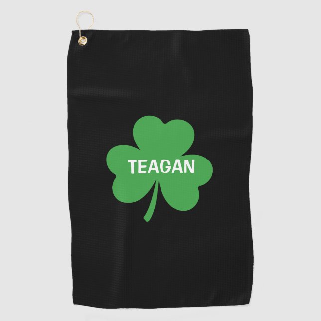 Serviette De Golf Monogram Lucky Shamrock Clover (Devant)