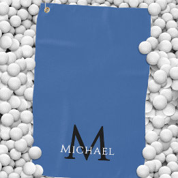 Serviette De Golf Monogram Name Initial Elegant Royal Blue