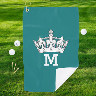 Serviette De Golf Monogramme à couronne blanche personnalisé
