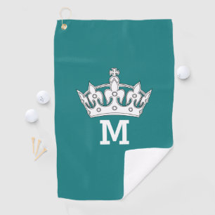 Serviette De Golf Monogramme à couronne blanche personnalisé