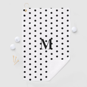 Serviette De Golf Monogramme à pois noir et blanc