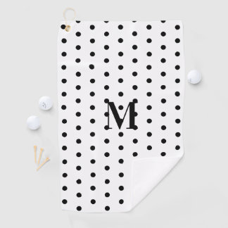 Serviette De Golf Monogramme à pois noir et blanc 