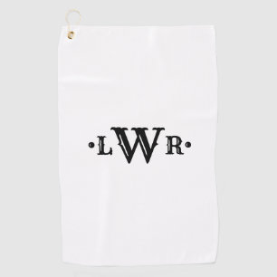 Serviette De Golf Monogramme à trois lettres personnalisé Élégant no
