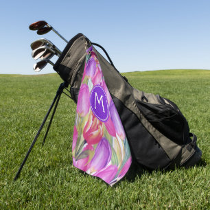 Serviette De Golf Monogramme aquarelle FLORAL