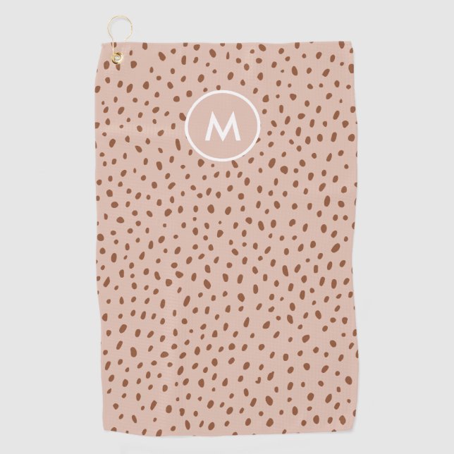 Serviette De Golf Monogramme beige tendance avec Boho en terre cuite (Devant)