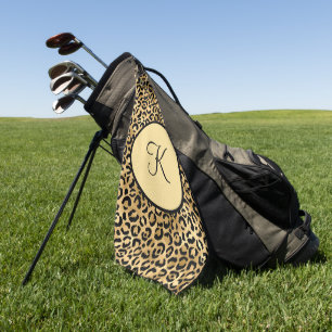 Serviette De Golf Monogramme Black Gold Empreinte de léopard Cheetah
