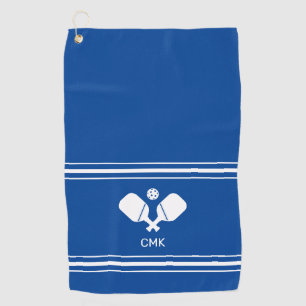 Serviette De Golf Monogramme bleu blanc Pickleball Sweat Towne