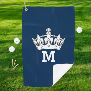 Serviette De Golf Monogramme Couronne Blanche Personnalisé