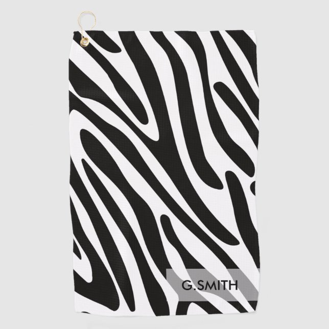 Serviette De Golf Monogramme: Cute Zebra Stripes Motif Safari. (Devant)