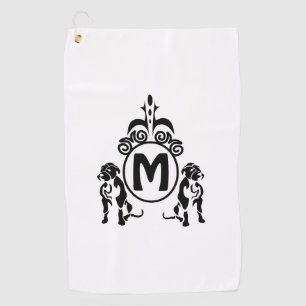 Serviette De Golf Monogramme de chien à deux gardes