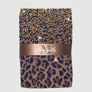 Serviette De Golf Monogramme de glamour brun motif léopard brun noir