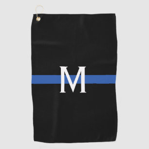 Serviette De Golf Monogramme de la ligne bleue mince de la police