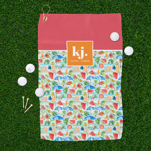 Serviette De Golf Monogramme de style été amusant