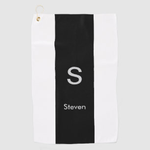 Serviette De Golf Monogramme deux tons moderne noir et blanc