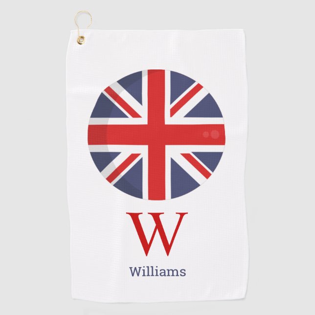Serviette De Golf Monogramme du drapeau anglais (Devant)