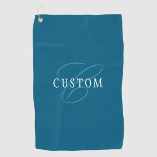 Serviette De Golf Monogramme élégant   Bleu océan