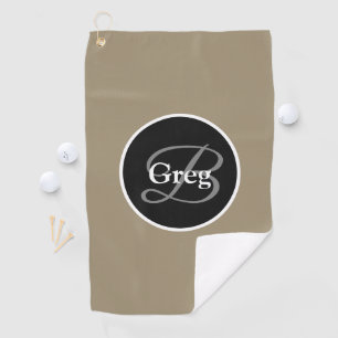 Serviette De Golf Monogramme élégant Brown Black Golf Towne