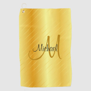 Serviette De Golf Monogramme Élégant Moderne Faux Gold Modèle
