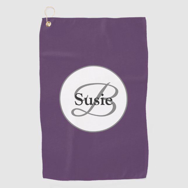 Serviette De Golf Monogramme Élégant Plum Purple Golf Serviette (Devant)