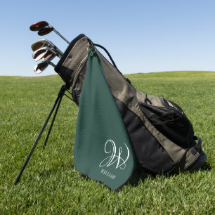 Serviette De Golf Monogramme Émeraude Élégant Personnalisé Initial
