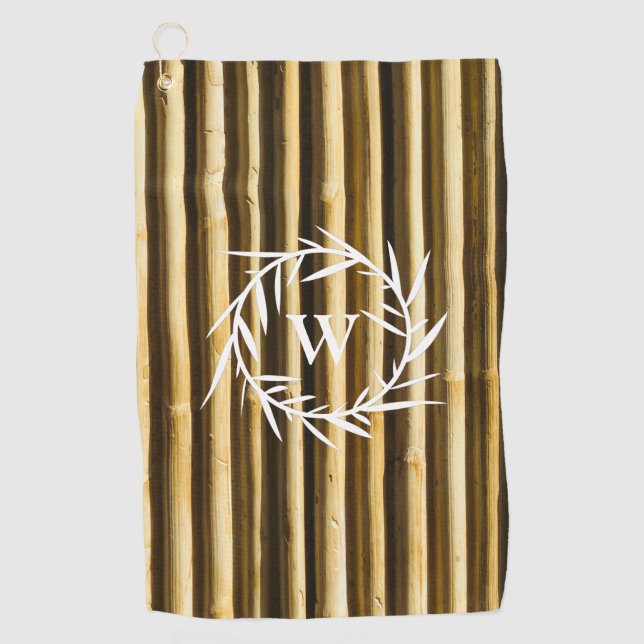Serviette De Golf Monogramme en bambou rustique Lignes verticales Mo (Devant)