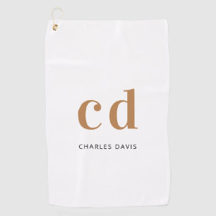 Serviette De Golf Monogramme en or blanc initiales nom minimaliste