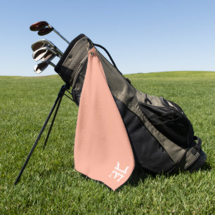 Serviette De Golf Monogramme et nom de la pêche élégante personnalis
