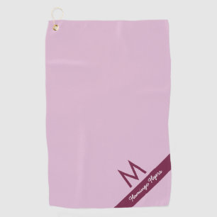 Serviette De Golf Monogramme et nom de Mauve rose et bordeaux