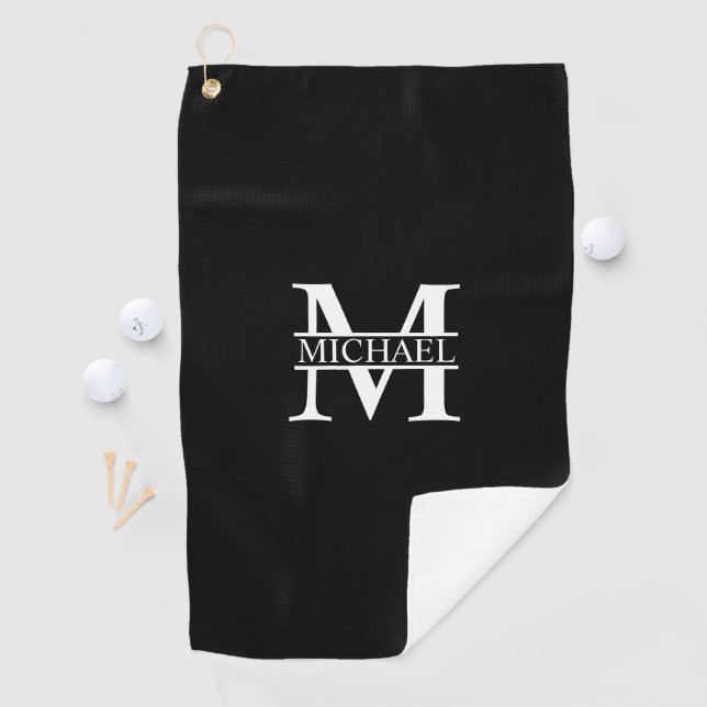 Serviette De Golf Monogramme et nom personnalisés (En situation)