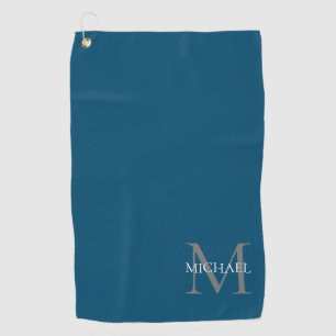 Serviette De Golf Monogramme et nom personnalisés Ocean Blue