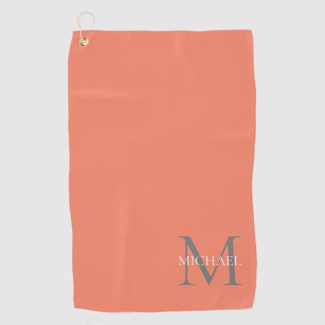Serviette De Golf Monogramme et nom personnalisés Ocean Light Pink (Devant)