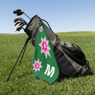 Serviette De Golf Monogramme Fantaisie Rose Vert Nénuphars