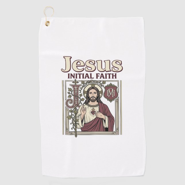 Serviette De Golf Monogramme initial de Jésus Foi Monogramme initial (Devant)