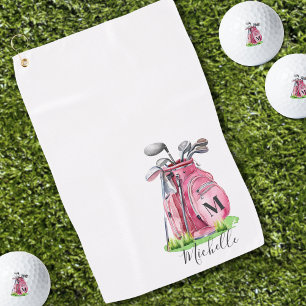 Serviette De Golf Monogramme Initial Nom Rose