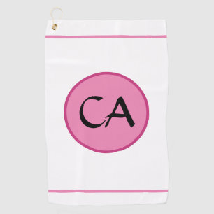 Serviette De Golf Monogramme Initiales rose noir typographie Golf Se