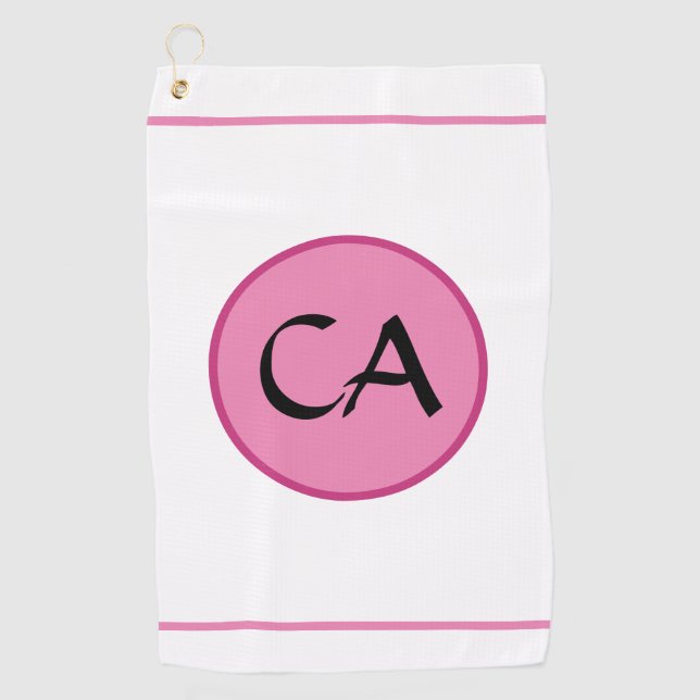 Serviette De Golf Monogramme Initiales rose noir typographie Golf Se (Devant)